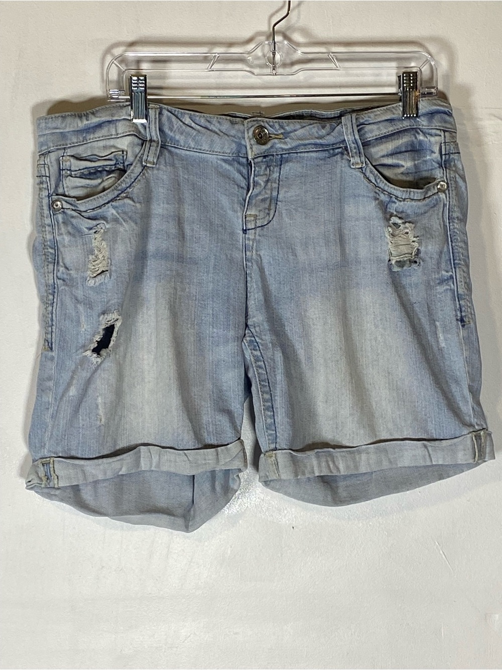 Truce Jeans Distressed Denim‎ Shorts Light Wash Y2K Cuffed Jean Shorts 16